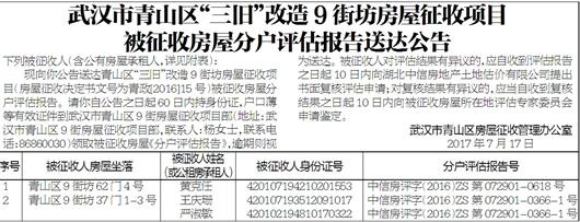 被征收房屋分戶補償情況等